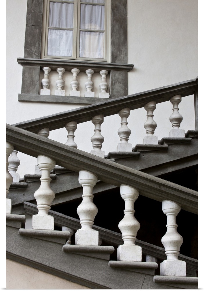Italy, Tuscany, Lucca. Stairs in the Pfanner Palace and gardens. Europe, Italy.