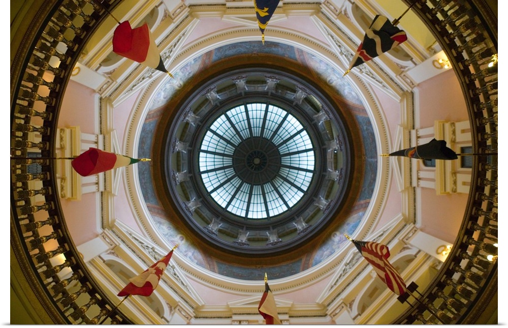 USA, Kansas, Topeka: Kansas State Capital- View of the Dome Interior