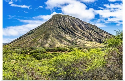 Koko Crater, Honolulu, Oahu, Hawaii, Hiking Trail Over Railroad Tracks To Summit