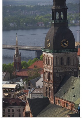 Latvia, Riga, Old Riga, Vecriga, elevated view of Dome Cathedral