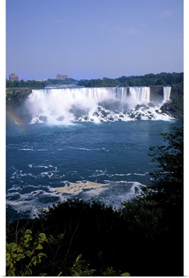 Looking back at the USA horseshoe falls in Niagara Falls Ontario Canada