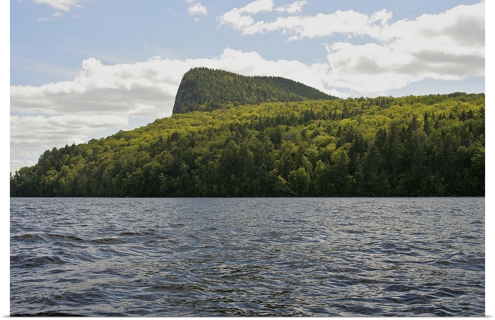 North America, United States, Maine. A view of Mount Kineo from a boat on Moosehead Lake