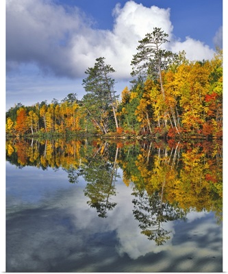 Maine. Autumn scenic of Upper Togue Pond