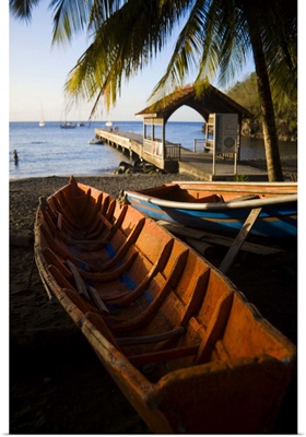Martinique. French Antilles. West Indies. Fishing boat on beach at Anse Dufour