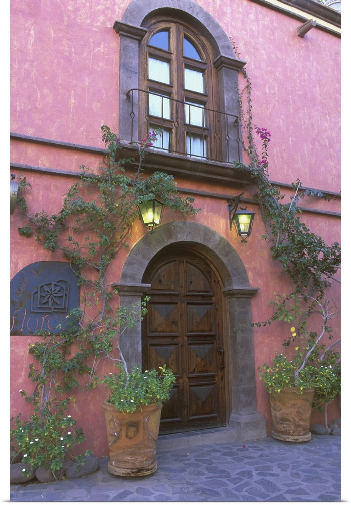 Mexico, Baja California Sur, Loreto, Mission Neustra Senora de Loreto, Posada De Las Flores Doorway.
