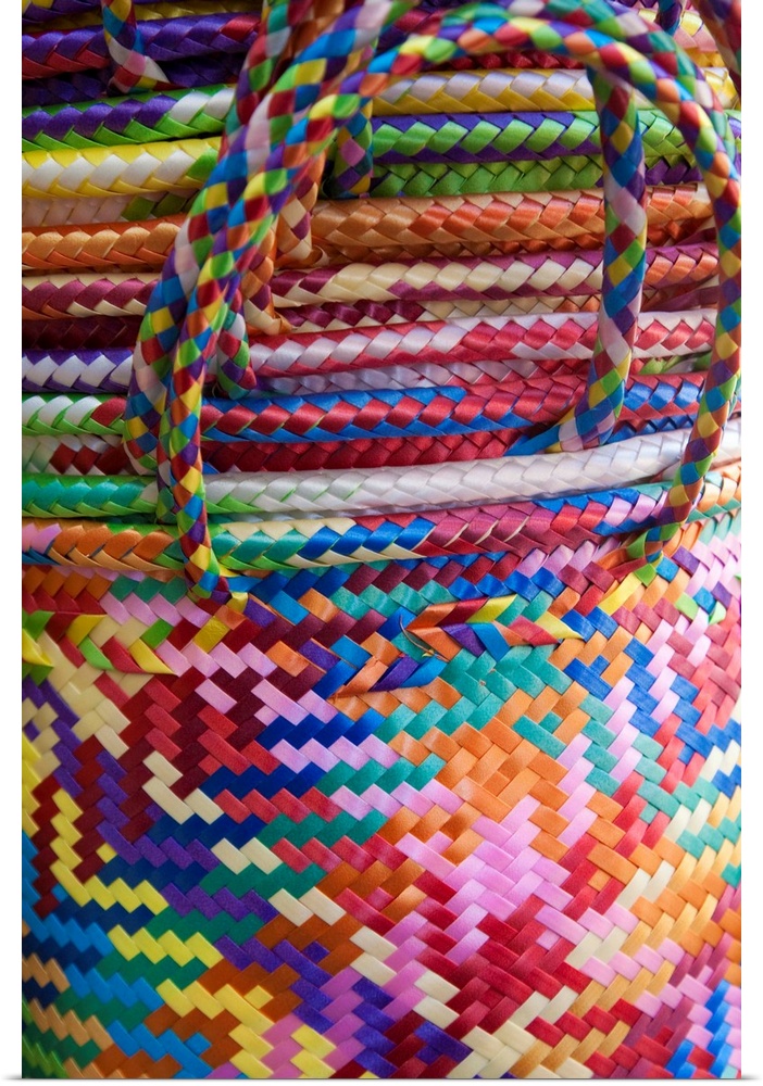 North America, Mexico, Oaxaca Province, Oaxaca, woven baskets on display at market.