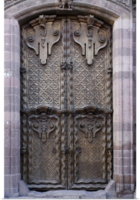 Mexico, San Miguel de Allende, carved wooden set of doors