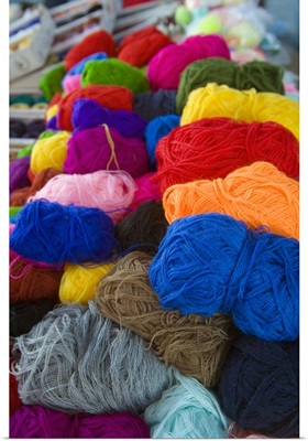 Mexico, San Miguel de Allende, yarn on display at the local Tuesday market