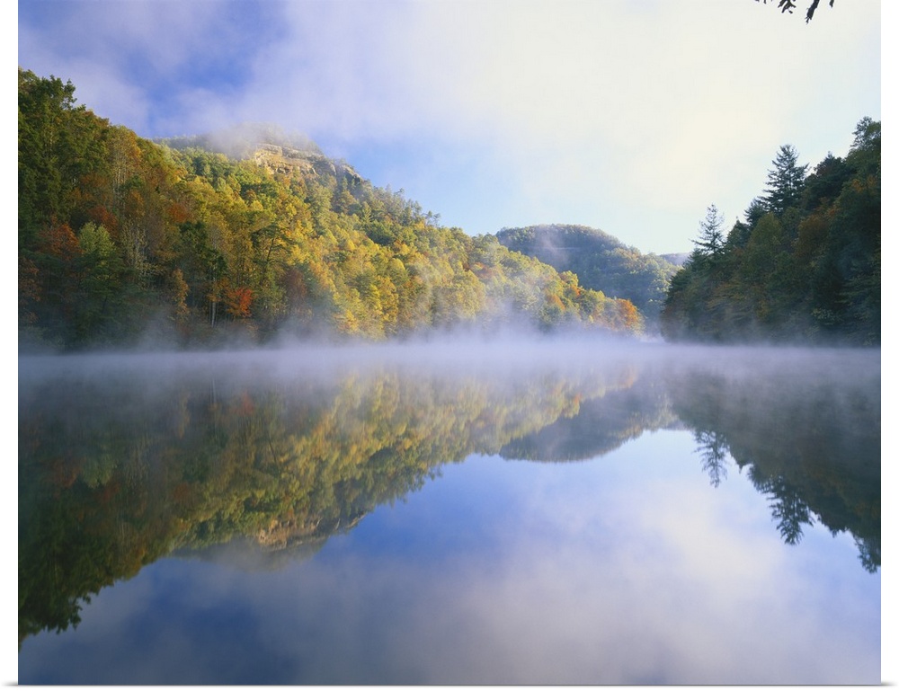 Mist rising from Milcreek lake, Daniel Boone National Forest, Kentucky
