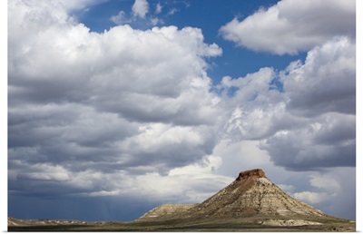 Montana, Terry, Gathering storm clouds over hoodoo in badlands of eastern Montana