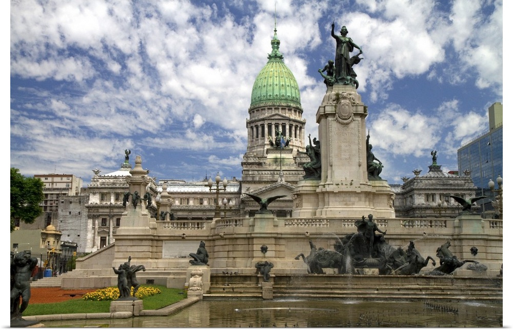 Monument to the Two Congresses in front of the Argentine National Congress building in Buenos Aires, Argentina.
