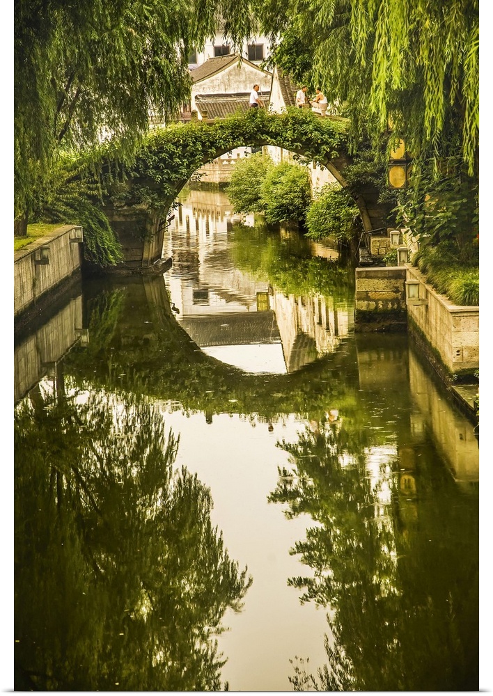 Moon Bridge, Shaoxing City, Zhejiang Province, China. Water Reflections Small City, China.