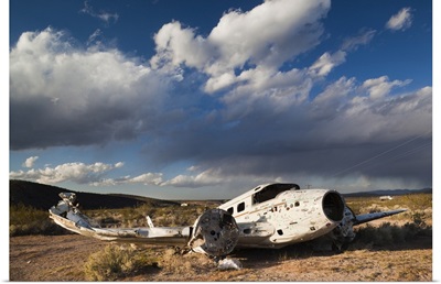 Nevada, Great Basin, Beatty, abandoned small airplane by Angels Ladies Brothel