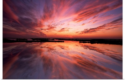 New Jersey, Cape May. Sunset reflection on water