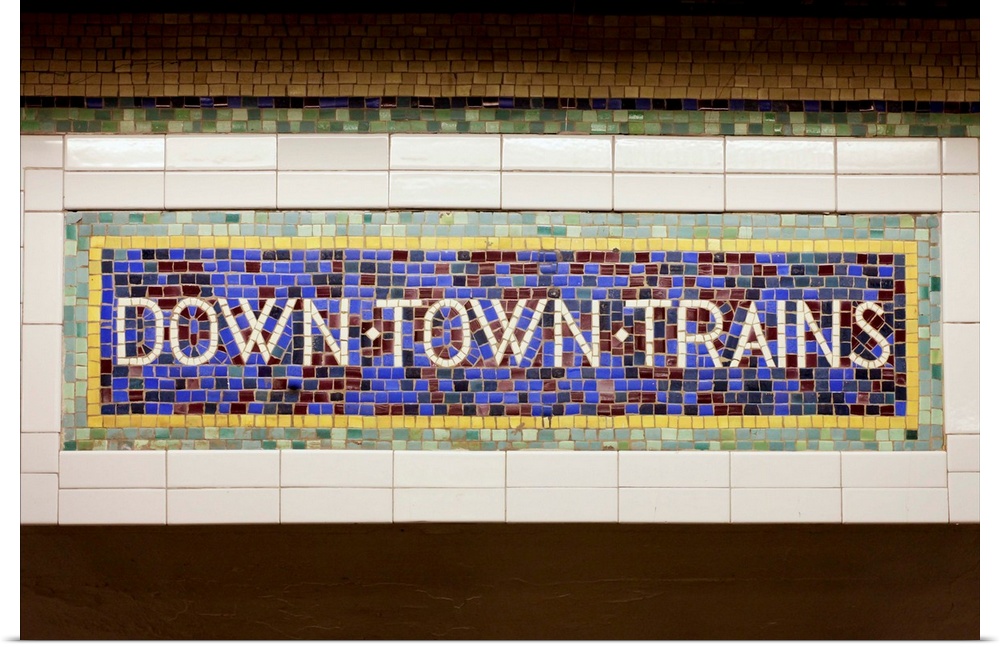 New York City, New York, United States. Old tile subway signage.