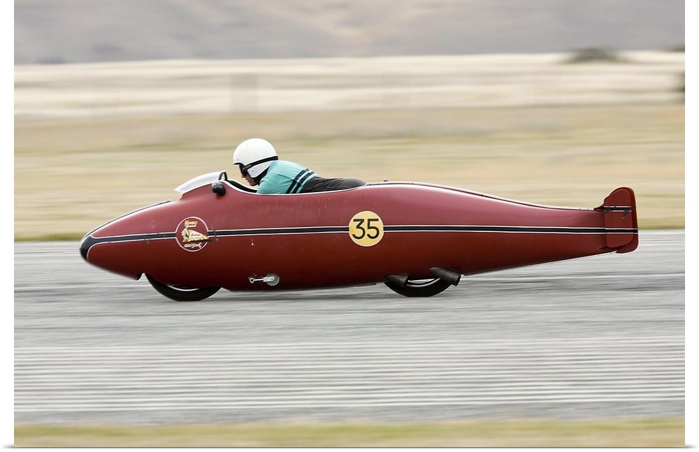 New Zealand, Otago, Wanaka, Warbirds Over Wanaka, Replica of Bert Munroe's Indian Scout Speed Record Motorbike
