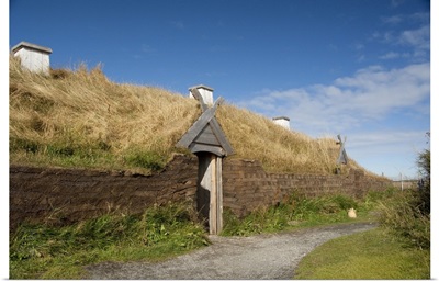Newfoundland and Labrador, L'Anse Aux Meadows, Replica of Viking longhouse