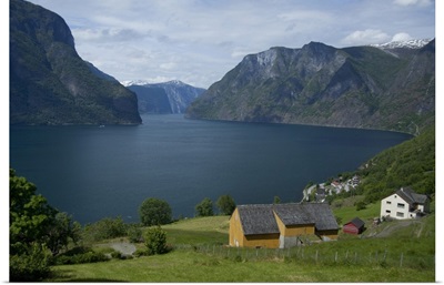 Norway, Aurland near Flam. View of Aurland Fjord