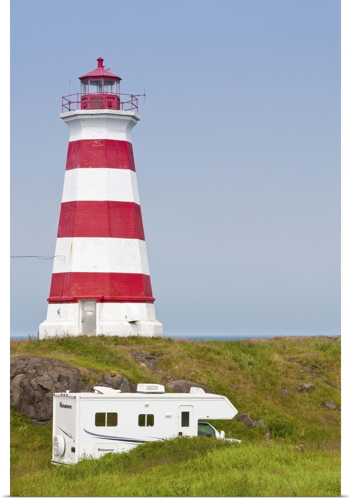 Nova Scotia, Canada, RV at Brier Island Lighthouse.