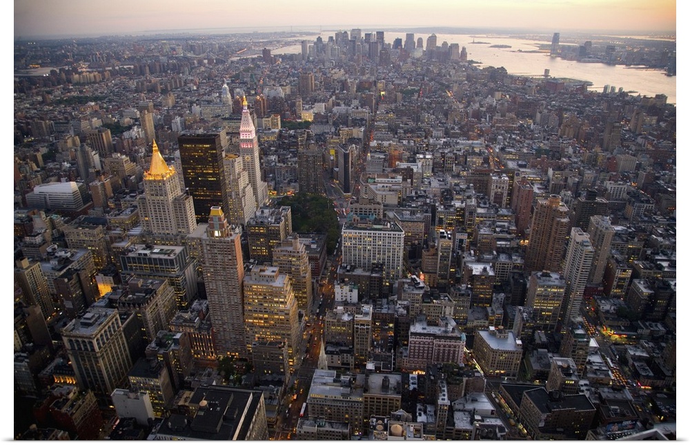 New York Skyline from the Empire State Building, New York City, Manhattan, New York.