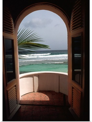 Open door to Caribbean water