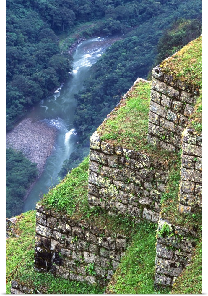 South America, Peru, Urubamba River flowing below Machu Picchu.