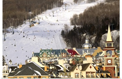 Quebec, The Laurentians, Mont Tremblant Ski Village, Village at Sunset
