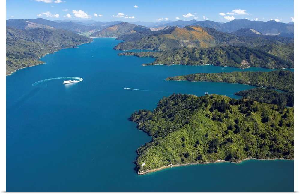 Queen Charlotte Sound, Marlborough Sounds, South Island, New Zealand - aerial