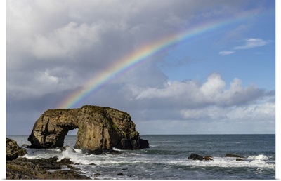 Rainbow Over The Great Pollet Sea Arch In County Donegal, Ireland