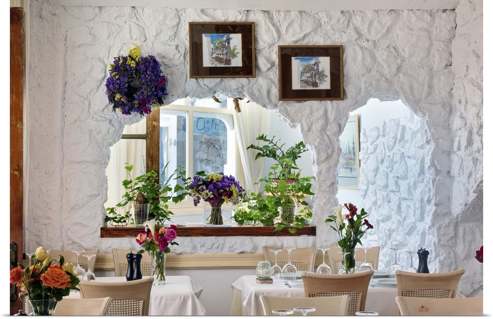 Restaurant interior, Chora, Mykonos, Greece (Editorial Use Only)