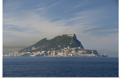 Rock Of Gibraltar. Monolithic Limestone Promontory Off The Tip Of Spain