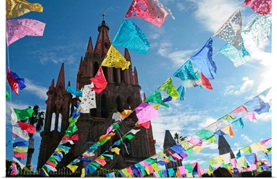 San Miguel de Allende, Mexico, main plaza and cathedral decorated for Day of the Dead