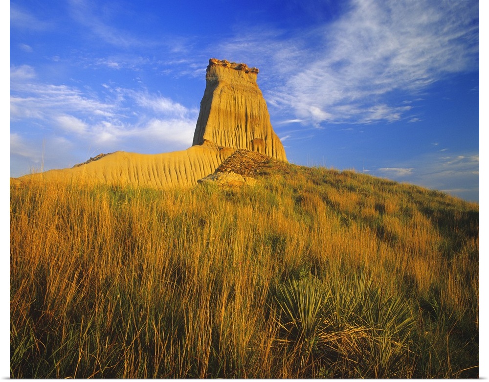 Sandstone monument in the badlands of the Little Missouri National Grasslands, North Dakota, USA