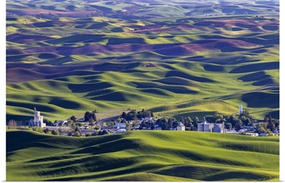 Small Town Of Steptoe From Steptoe Butte Near Colfax, Washington State, USA
