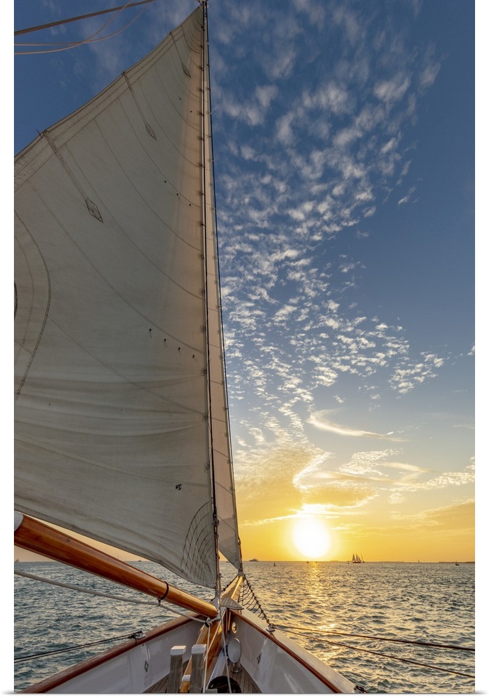 Sunset and sail on schooner America 2.0 in Key West, Florida, USA.