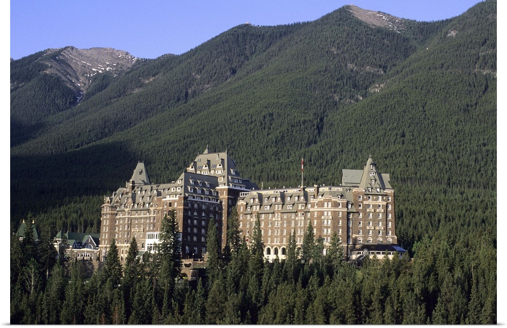 The Banff Springs Hotel in Banff, Alberta, Canada...banff springs hotel, alberta, canada, canadian, forest, trees, luxury,...