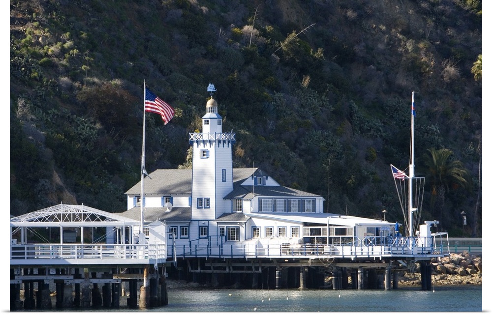 The Catalina Yacht Club in Avalon Harbor on Catalina Island, California, USA.