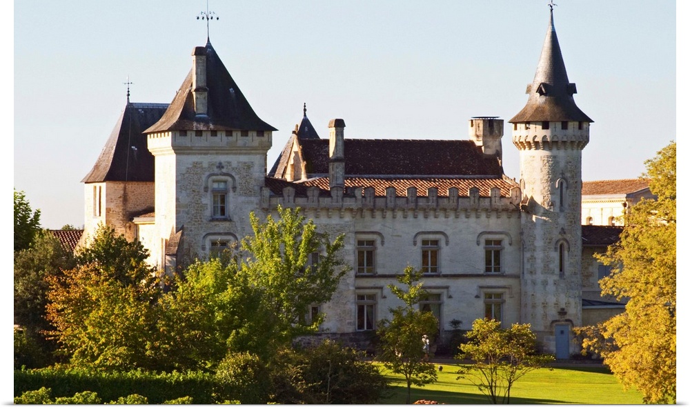 The chateau with turrets and vineyard - Chateau Carignan, Premieres Cotes de Bordeaux