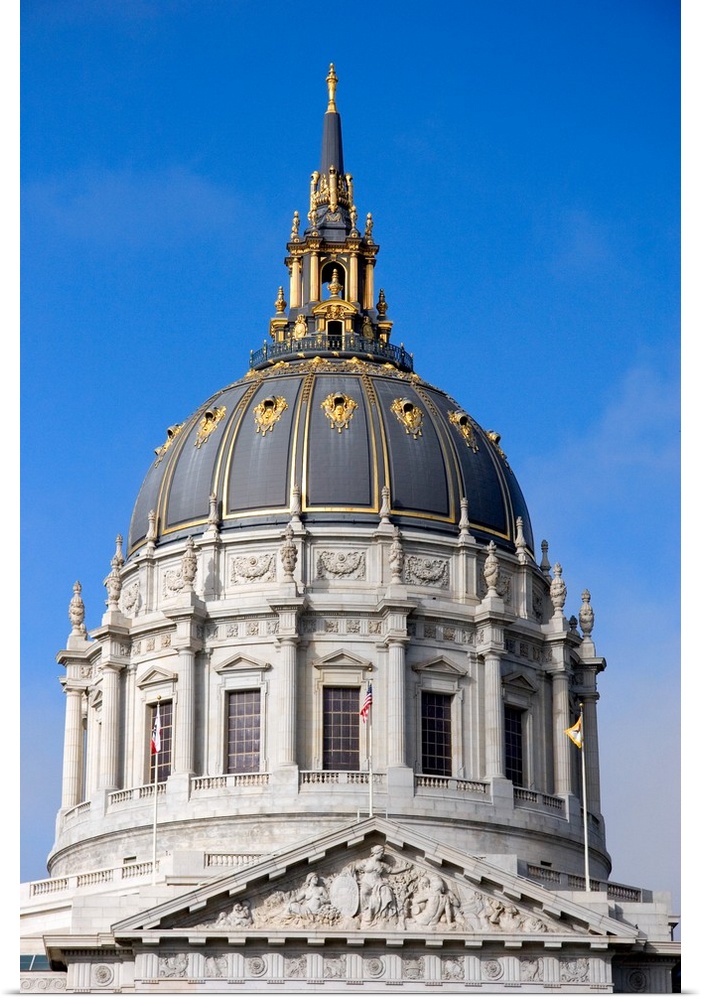 The dome of the city hall in San Francisco, California.