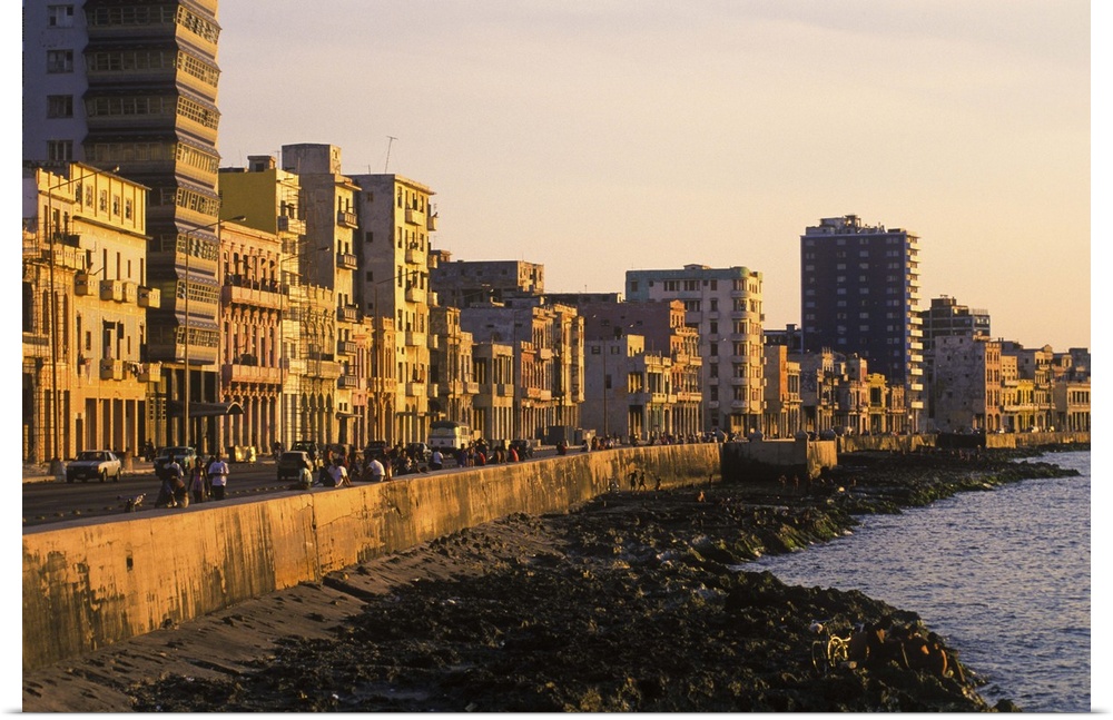 The famous Malecon on the waterfront in the Old City of Havana.