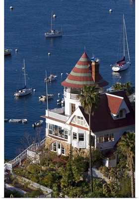 The Holly Hill House overlooking Avalon Harbor on Catalina Island, California