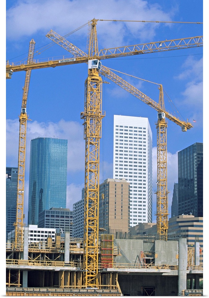 Tower cranes, commercial construction site