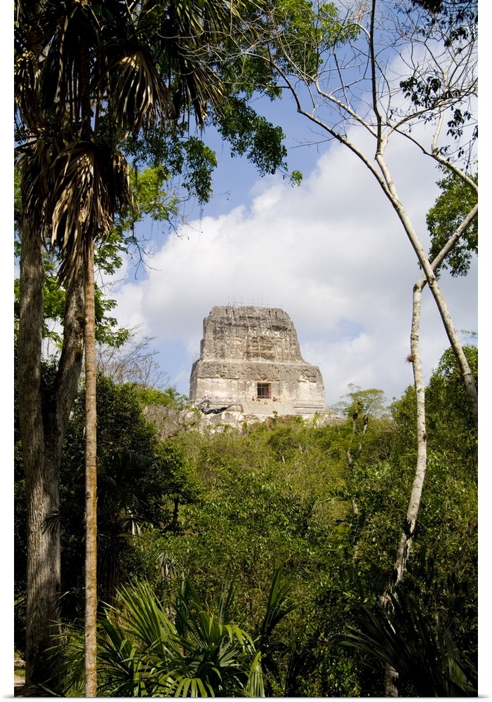 Tower IV, the tallest ruin in the Americas at the famous Mayan Ruins in the Gran Plaza, showing the civilization of histor...