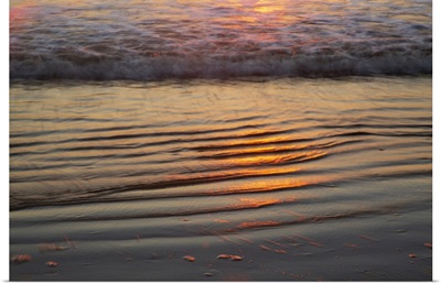 USA, Georgia, Tybee Island, Sunrise With Ripples In The Sand