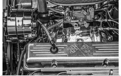 USA, Massachusetts, Essex, Detail Of Antique Cars, Hot Rod Engine
