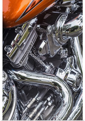 USA, Massachusetts, Essex, Motorcycle Engine Detail