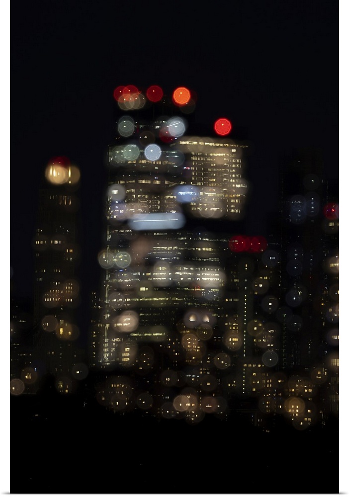 USA, New York. New York City skyline at night double exposure. United States, New York.