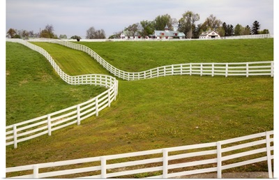 White fence on Calumet Horse Farm, Lexington, Kentucky