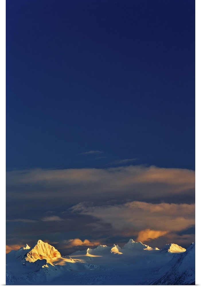 Winter sunset, Kenai Mountains, from Homer, Alaska.