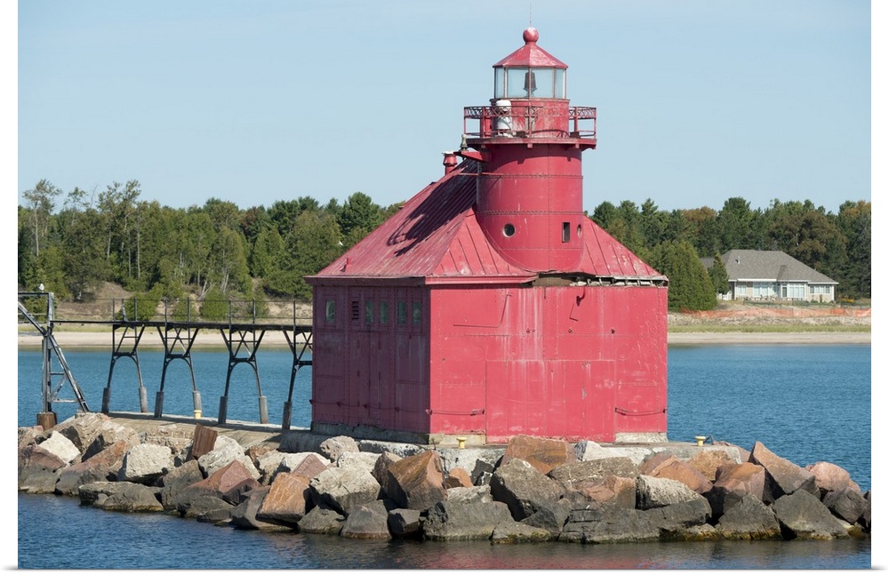 Wisconsin, Door County, Sturgeon Bay. North Pierhead Lighthouse, built in 1882, located on Lake Michigan in the entry to t...